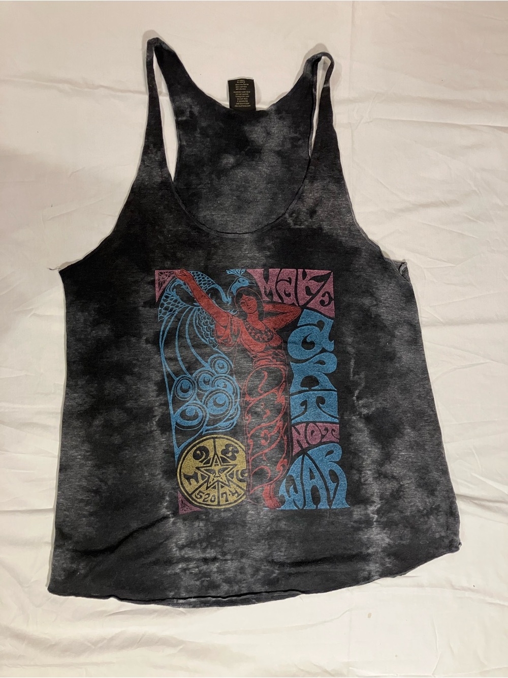 Vintage Obey Black Graphic Racerback Tank with Multicolor Print